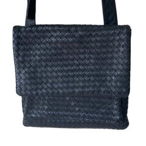 Timmy Woods Beverly Hills Woven Buttery Soft Leather Messenger Crossbody Handbag